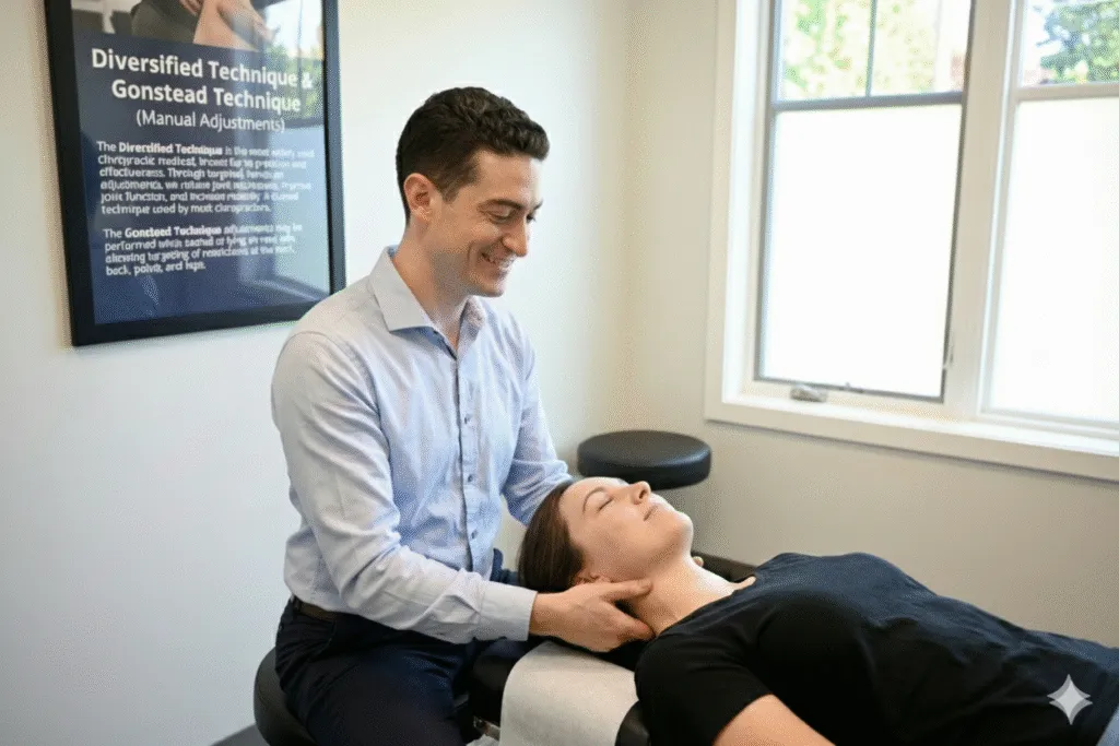 Chiropractor performing diversified manual adjustment technique